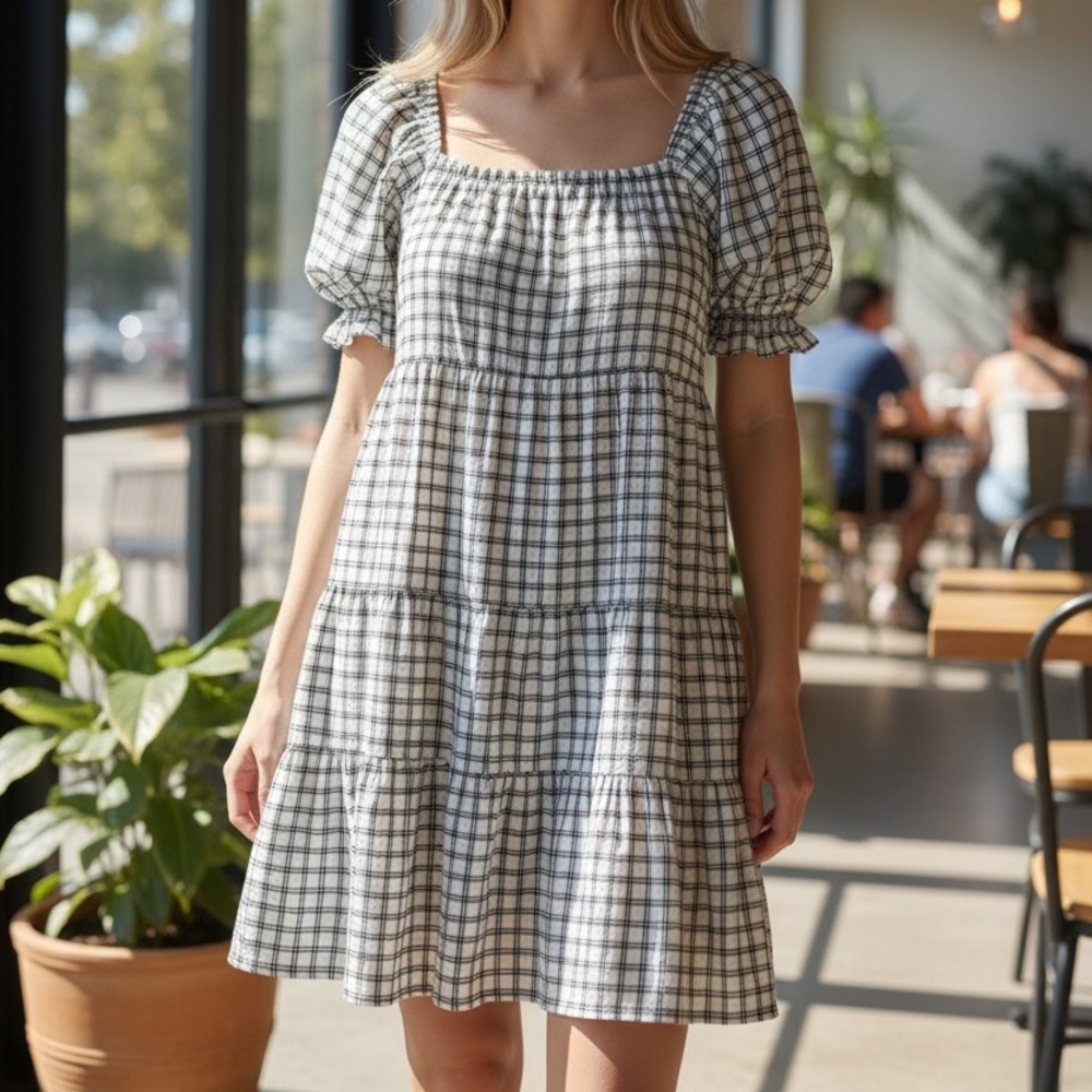 Ultra Flirt Monochrome Checkered Top